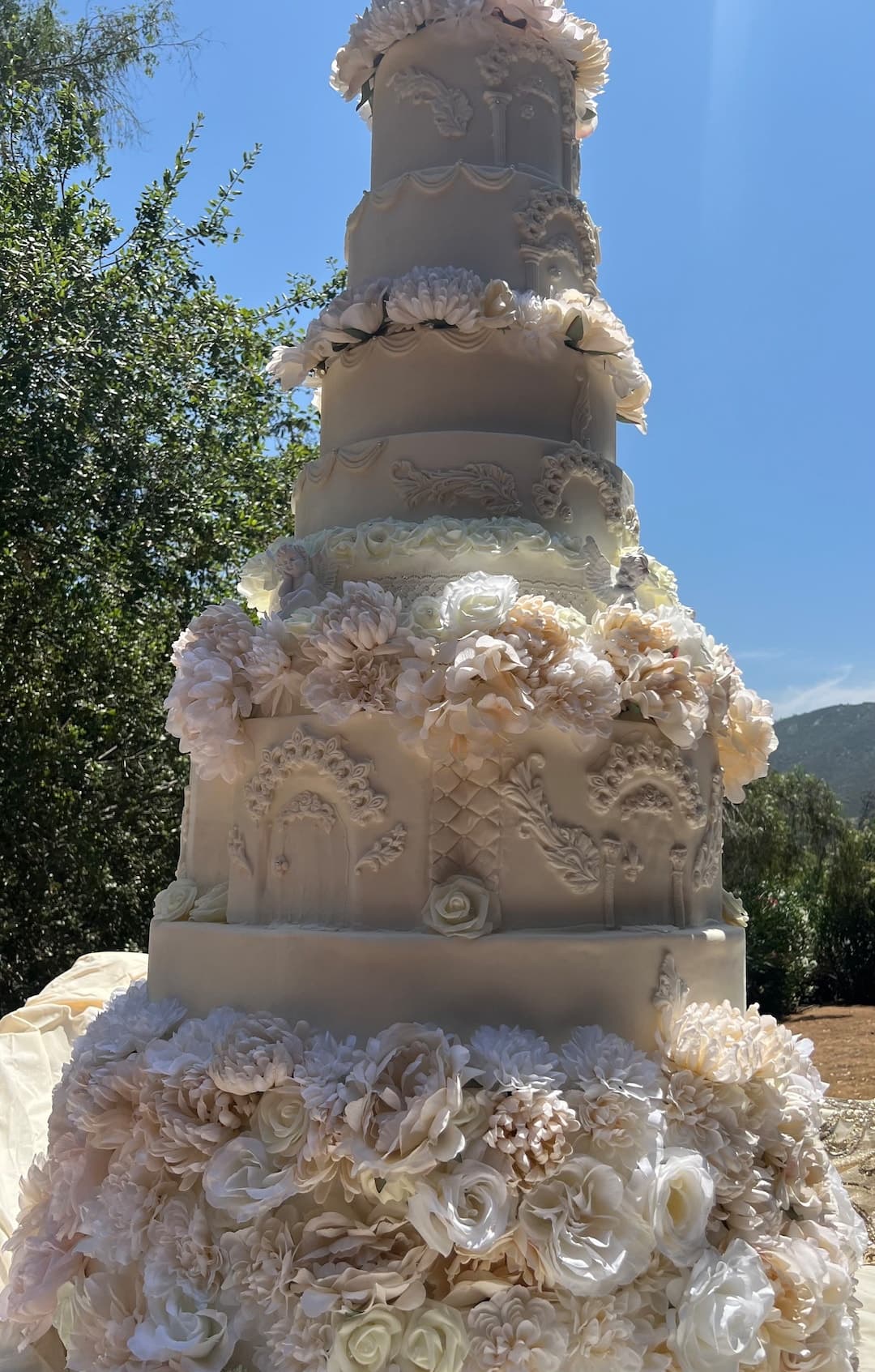 The Ruffled Romance — 5 tiers · cloud ruffles · outdoor vows by Cakeflair Couture